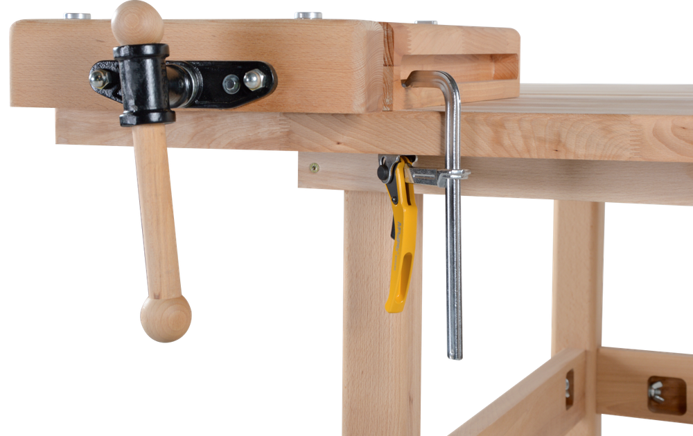 Новинка! Чешский верстак Profi накладной столярный деревянный 620 х 350 х 85 мм массивная буковая плита 80 мм 1 тиски York 8 отверстий 20 мм под фиксаторы PINIE WT2D20