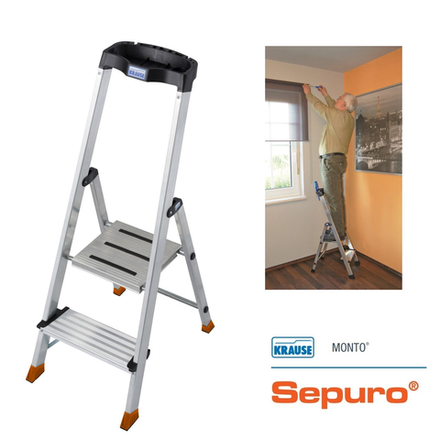 ВЫГОДНЫЙ ОКТЯБРЬ! Свободностоящая стремянка KRAUSE MONTO SEPURO 2 ступени 127204