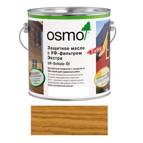 Защитное масло с УФ-фильтром Osmo 425 Дуб 2,5 л против роста синей гнили, плесени, грибков UV-Schutz-Ol Extra для наружных работ Osmo-425-2,5 11600034