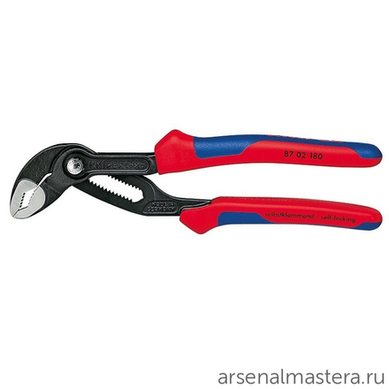 Клещи переставные COBRA 180 мм, зев 42 мм, фосфатированные, 2-комп ручки KNIPEX KN-8702180