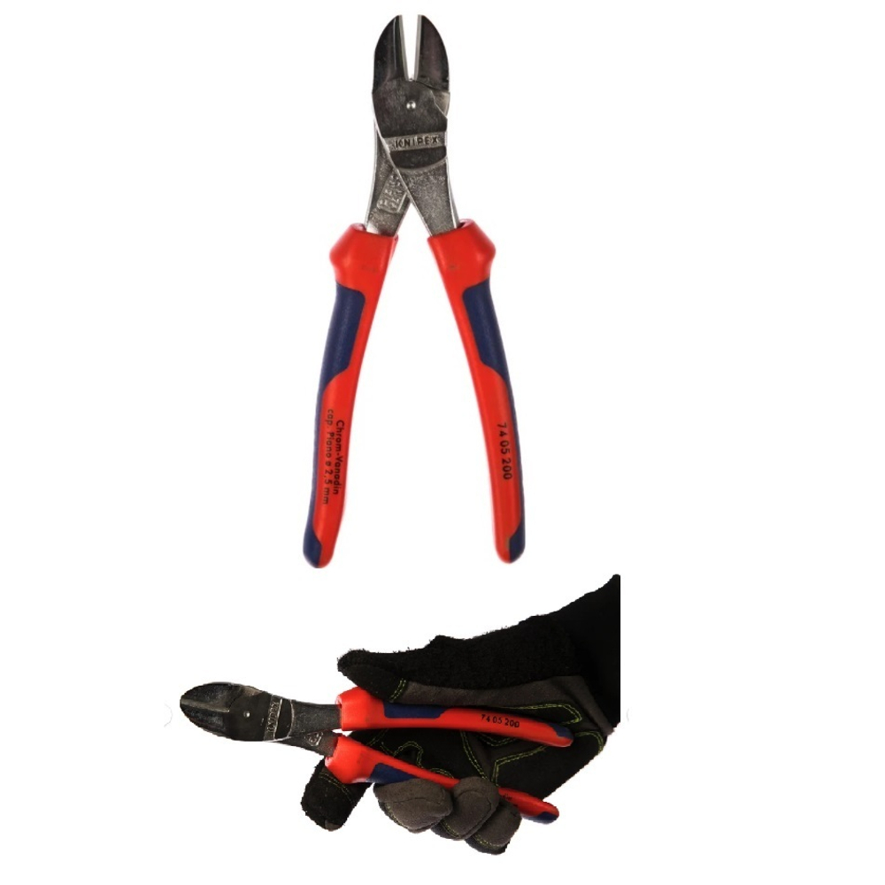 Бокорезы особо мощные 200 мм (Кусачки боковые) хром, 2-комп ручки KNIPEX KN-7405200