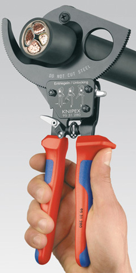 Кабелерез с трещоткой 250 мм , 32 мм (240 мм2, MCM 500) 95 31 250 KNIPEX KN-9531250