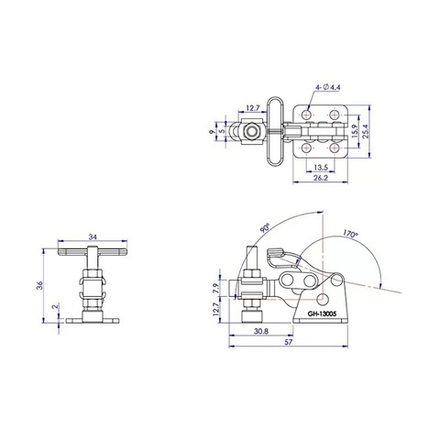 ХИТ! Прижим с вертикальной Т - образной ручкой, усилие 88 кг Woodwork GH-13005
