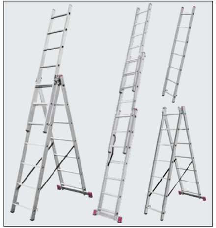 Лестница трехсекционная универсальная KRAUSE CORDA 3 х 14 ступеней 010452