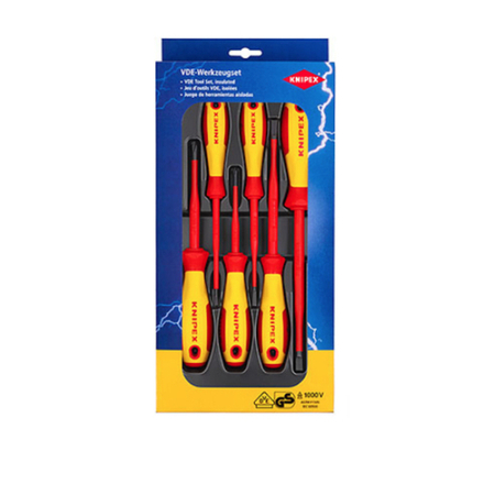 Набор отверток 6 пр VDE диэлектрических, с узким концом, SL 3 / 4 / 5.5 / 6.5, PH 1/2 KNIPEX KN-002012V02