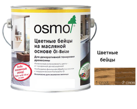 Цветные бейцы на масляной основе для тонирования деревянных полов Osmo 3541 Гавана 1 л Ol-Beize для внутренних работ Osmo-3541-1 15100837
