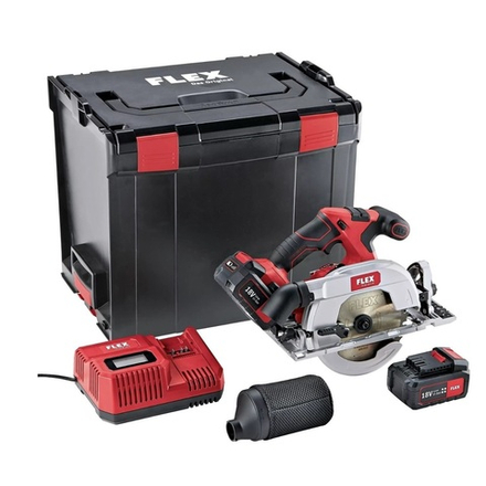 Комплект CS 62 18.0-EC/5.0 Set : Аккумуляторная дисковая пила с защитным маятниковым кожухом CS 62 18.0-EC C с Двумя аккумуляторами 5.0 Ah AP 18.0/5.0 и Зарядным устройством CA 10.8/18.0 в кейсе FLEX 454028