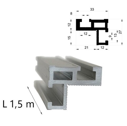 Профиль - шина алюминиевая Woodwork TR33 33 х 27 мм длина 1,5 м TR33.150