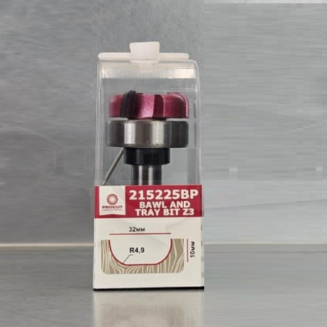 Новинка! Фреза PROCUT для желобов и чаш усиленная Z3 R=4.9 D=32 x 10 x 60 S=12, верхний подшипник 215225BP