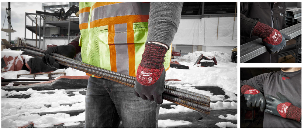 Новинка! Перчатки зимние с защитой от порезов 1 пара MILWAUKEE Winter Cut level (Винтер Кат Левел) уровень 3/C, размер L / 9 4932471348