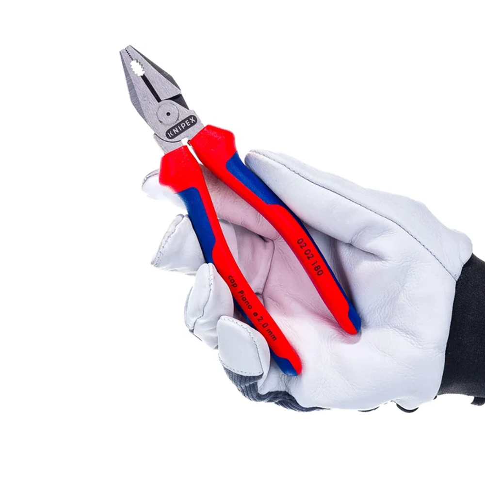 Новинка! Плоскогубцы комбинированные особой мощности KNIPEX 180 мм (ПАССАТИЖИ силовые) фосфатированные, 2-комп. ручки в блистере KN-0202180SB