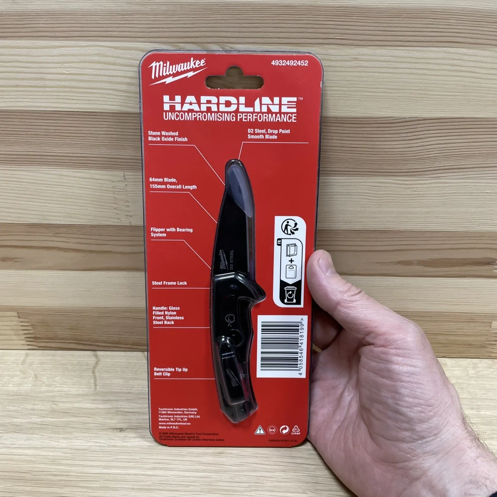 АКЦИЯ ВЕСНА ПРИШЛА! Нож складной выкидной с гладким лезвием MILWAUKEE HARDLINE FOLDING KNIFE SMOOTH, лезвие 64 мм D2 сталь 4932492452