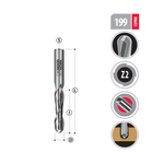 Новинка! Фреза спиральная монолитная Woodwork Z=2 Up Cut с радиусным торцом S=8 R=4,0 I=32 L=60 Z=2 Up Cut + DLC 199.3260.8D