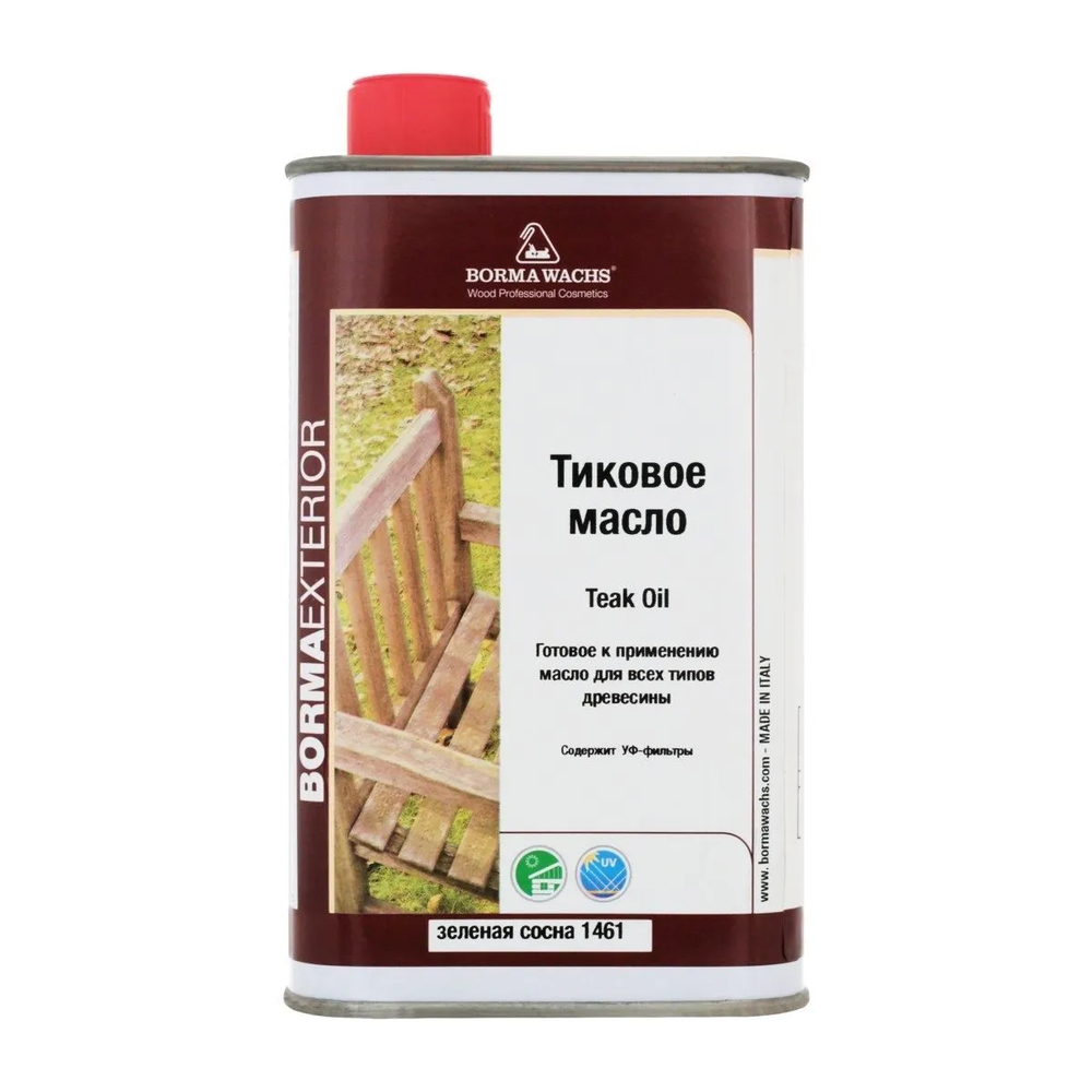 Новинка! Масло тиковое Borma Teak Oil 500 мл цвет 1461 зеленая сосна, для всех типов деревянных поверхностей, для внутренних и наружных работ 0360-DS1461