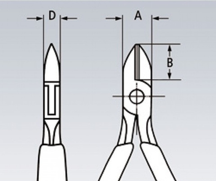 Кусачки боковые для электроники 115 мм (Бокорезы) острая маленькая головка, 2-комп ручки KNIPEX KN-7772115