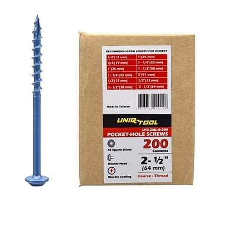 ХИТ! Саморезы Blue-coating синее покрытие  2 - 1/2 дюйм 64 мм 200 шт. Uniqtool UTS-ZML-B-200