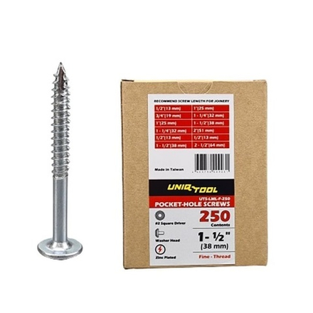 Саморезы оцинкованные MAXI-LOC 1 - 1/2 дюйм 38 мм 250 шт. Uniqtool UTS-LML-F-250