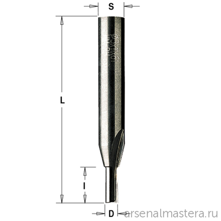 Фреза пазовая монолитная с врезным зубом Z2 S8 x 38 D6 x 14 x 55 RH CMT 174.060.11