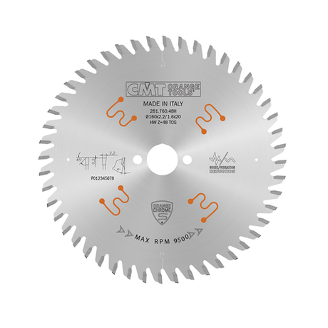 Новинка! Диск пильный по ЛДСП CMT 160 x 20 x 2,2/1,6 TCG 4° Z=48, фанера, ДСП, одно- или двусторонний ламинат 281.760.48H