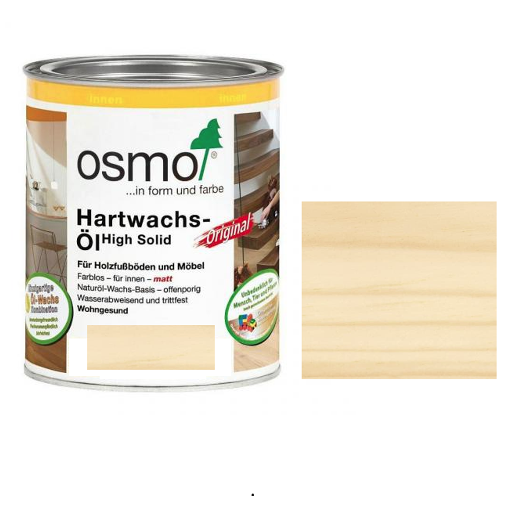 ХИТ! Масло экспресс с твердым воском Osmo 3332 Бесцветное шелковисто-матовое 2,5 л Hartwachs-Ol Express с ускоренным временем высыхания от 2-3 часов для внутренних работ Osmo-3332-2,5 10300134