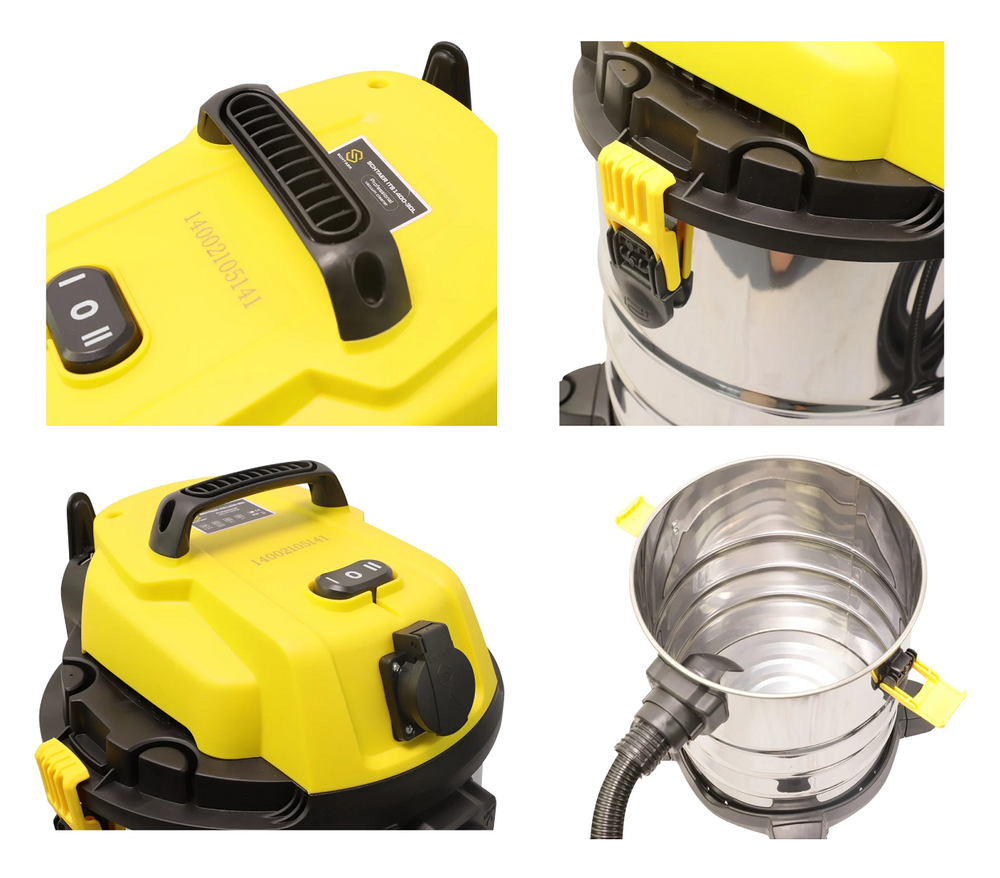 Новинка! Промышленный пылесос Schtaer 1,4 кВт 30 л полуавтоматическая очистки фильтра, розетка для подключения электро- пневмоинструмента, для сухой и влажной уборки ITS1400-30L