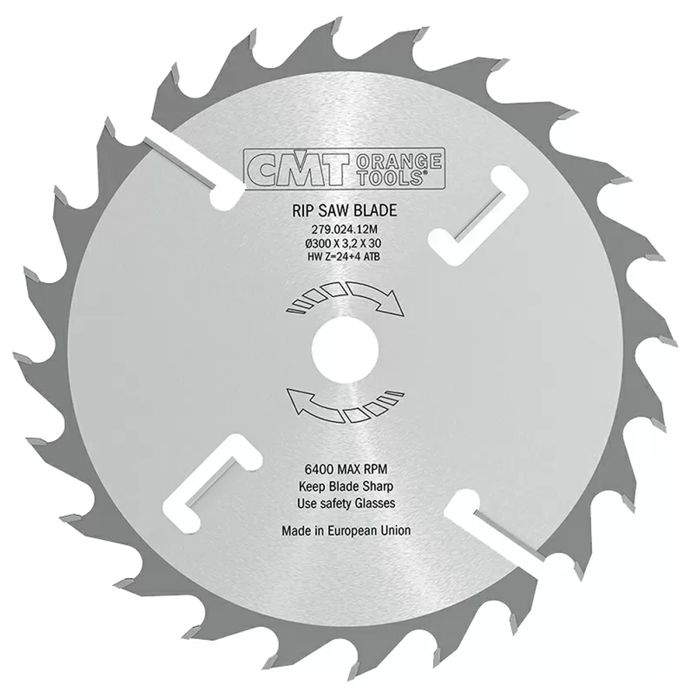 Новинка! Диск пильный CMT 300 x 70 x 3,2 / 2,2 18 гр. 10 гр. ATB Z 24 /4, продольное пиление, для многопильных станков с подрезными ножами 279.024.12V