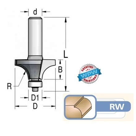 Фреза радиусная подшипник R6,3 D25,4 B11 хвостовик 12 WPW RW06002