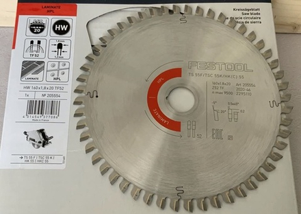 Пильный диск LAMINATE/HPL HW 160 x 1,8 x 20 TF52 FESTOOL 205554