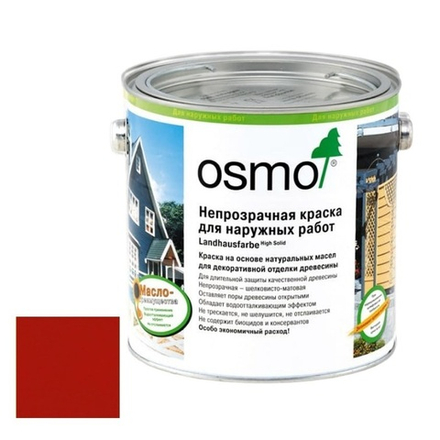 Непрозрачная краска для наружных работ Osmo 2308 темно-красная 2,5 л Landhausfarbe Osmo-2308-2.5 11400031