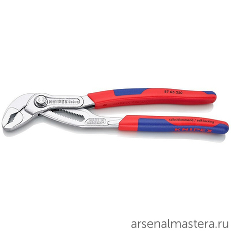Клещи переставные 250 мм COBRA (Ключ "КОБРА"), зев 50 мм, хром, 2-комп ручки, 87 05 250 KNIPEX KN-8705250