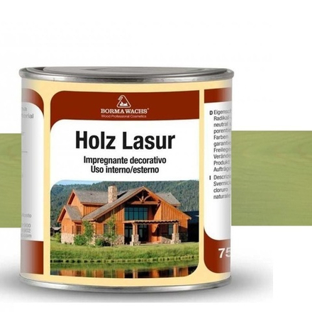 АКЦИЯ МАЙ 2025! Декоративная ВОСКОВАЯ лазурь / Масло для фасадов Holzwachs Lasur 750 мл 3320 цвет 132 олива, наружные работы Borma R3320-3