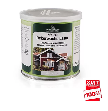 ХИТ! Эмаль декоративная восковая NATURAQUA DEKORWACHS LASUR 750 мл цвет SUPER WHITE 9010 для внутренних и наружных работ Borma TN33159010-DEC
