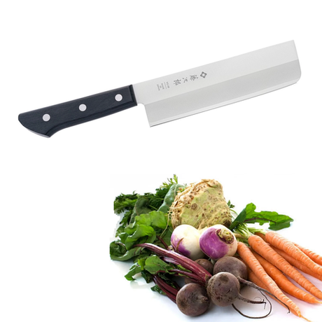 Новинка! Нож японский кухонный Накири TOJIRO серия Western Knife для шинковки овощей и зелени, длина лезвия 16,5 см, сталь VG10, 3 слоя, рукоять стабилизированная древесина, заточка 8000 F-315