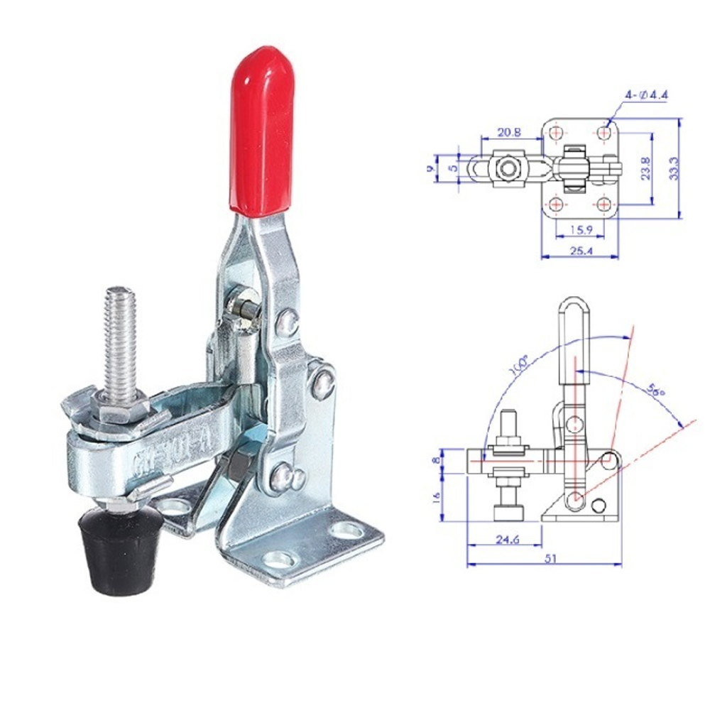 ХИТ! Зажим механический с вертикальной ручкой усилие 50 кг Woodwork GH-101-A