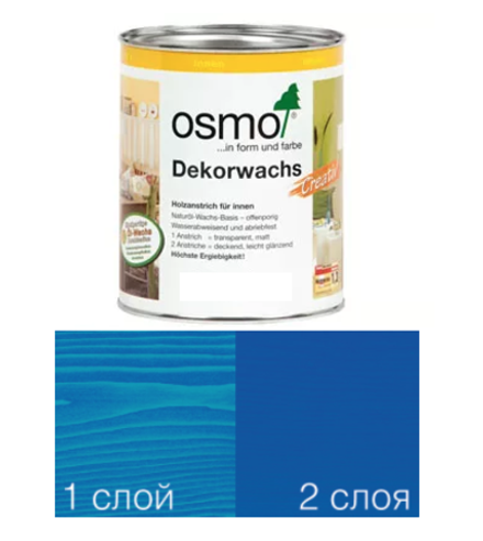 Цветное масло интенсив Osmo 3125 Синий 0,125 л Dekorwachs Intensive Tone для внутренних работ Osmo-3125-0,125 10100834