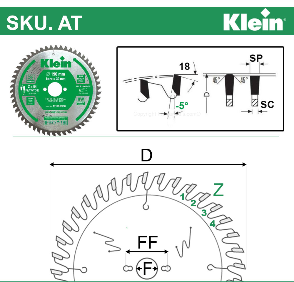 Новинка! Пильный диск Klein 160 х 1,8 / 1,3 х 20 Z 48 FZ/TR NEG, подходит для пил FESTOOL AT160.04820