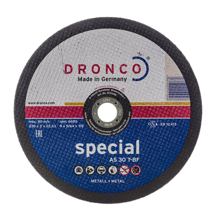 Новинка! Отрезной диск по металлу универсальный DRONCO Superior AS30T,Т41, 230 x 2 x 22,23 для УШМ 1231055100