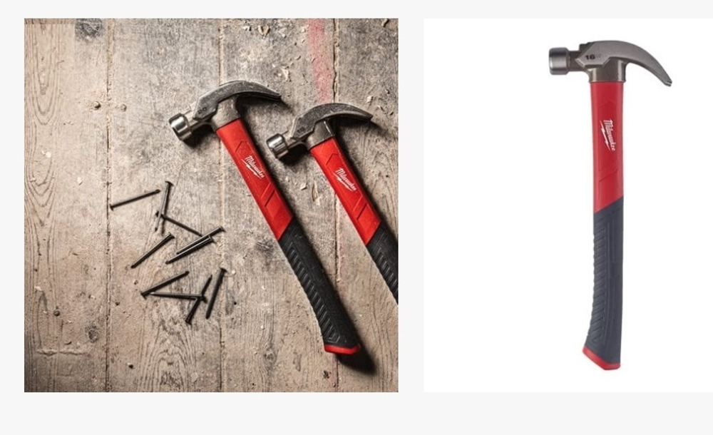 Молоток с рукояткой из стекловолокна Fiberglass Curved Claw Hammer 16 унций / 450 г Milwaukee 4932478657