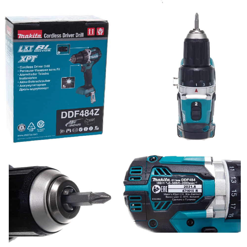 Новинка! Аккумуляторная дрель - шуруповерт Makita 18 В, Max D сверления металл 13 мм, дерево 38 мм DDF484Z