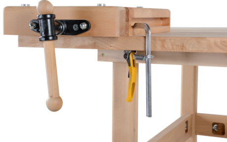 Новинка! Чешский верстак Profi накладной столярный деревянный 620 х 350 х 85 мм массивная буковая плита 80 мм 1 тиски York 8 отверстий 20 мм под фиксаторы PINIE WT2D20