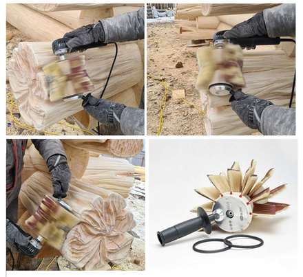 ХИТ! Набор для шлифовки бревна, блок-хауса DE-TERO. Шлифовальная система KELO 7, Втулка – 2 конусные насадки на валу, Ручка. Для полировальных машин 107770