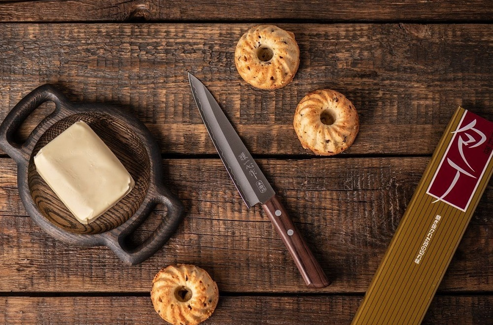 ХИТ! Нож японский Кухонный Универсальный Kanetsugu Special Offer длина лезвия 150 мм сталь AUS-8/SUS410 3 слоя рукоять розовое дерево заточка 5000 Tojiro 2002