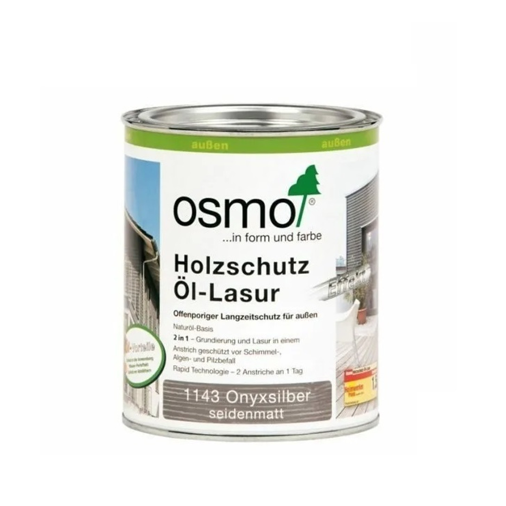 Новинка! Защитное масло-лазурь для древесины с эффектом серебра Osmo Holzschutz Ol-Lasur Effekt 1143 Оникс серебро 0,22 л для наружных работ 12100247_2