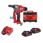 УДОБНЫЙ КОМПЛЕКТ! В кейсе M18 FUEL ONEFPRT-202X: Аккумуляторный заклёпочник ONEFPRT-202X с ONE-KEY, ДВА Аккумулятора M18 B2 2.0 Ач, Быстрое зарядное устройство M12-18 FC Milwaukee 4933478602