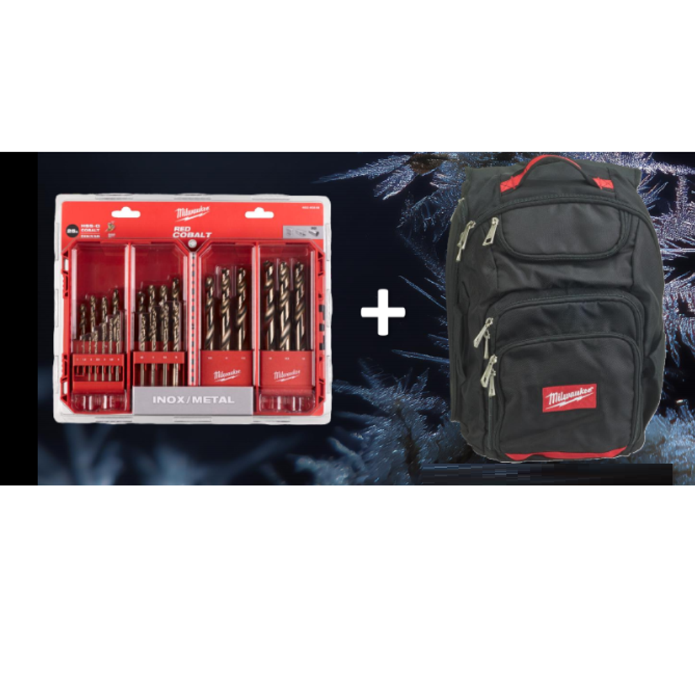 ВМЕСТЕ ВЫГОДНЕЕ! Комплект Рюкзак 18 карманов 4932464252 плюс Набор сверл по металлу 25 шт 4932493868 MILWAUKEE ACC2511008