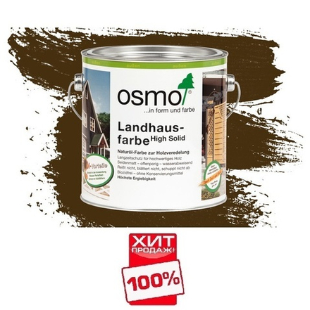 ХИТ! Непрозрачная краска для наружных работ Osmo 2606 коричневая 2,5 л Landhausfarbe Osmo-2606-2.5 11400012