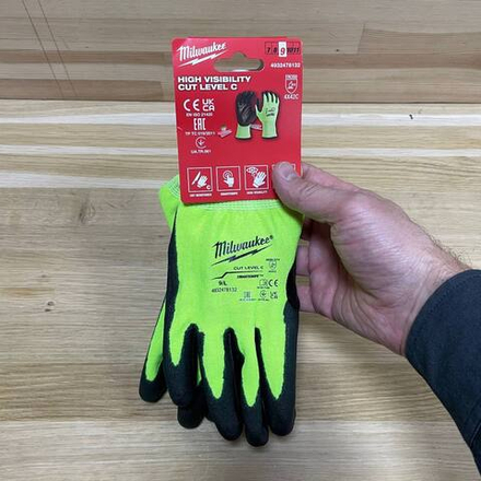 Перчатки защитные MILWAUKEE Hi-Vis Cut level Хай Виз Кат Левел 3/C уровень сопротивления размер L/9 4932478132