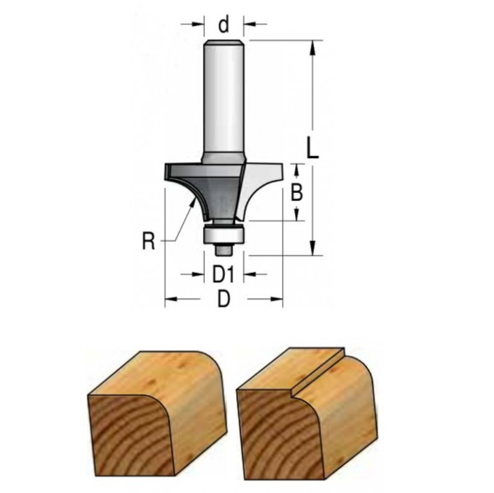 ХИТ! Фреза радиусная с подшипником полуштап WPW 16.7 x 8 x 48 x 8 R2.0 RW02005