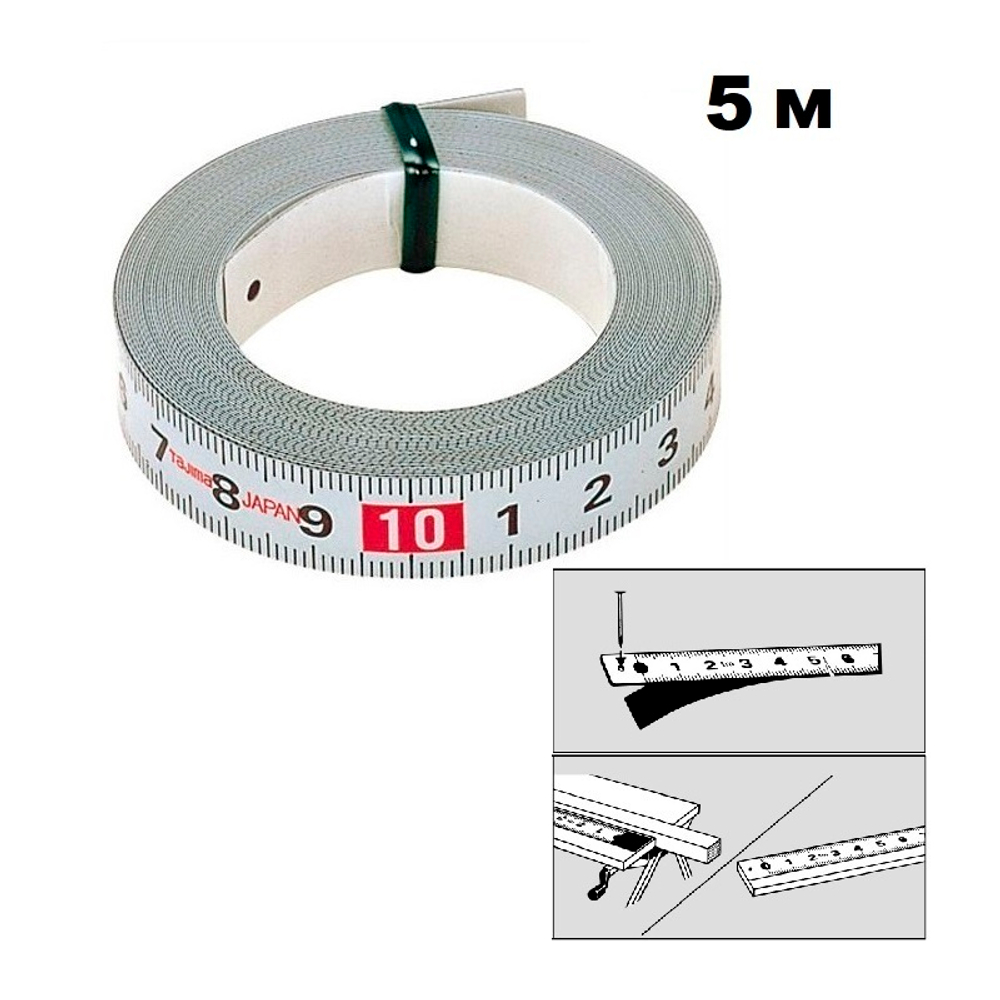 ХИТ! Самоклеящаяся стальная мерная лента TAJIMA Pit Measure 5 м / 13 мм PIT-50 PIT50MWL00 1-1