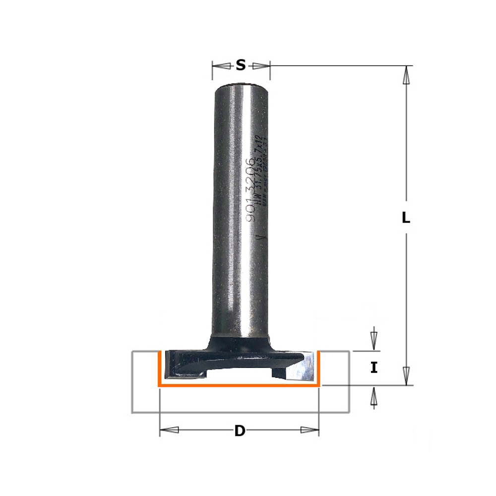 Фреза пазовая PRO под петли, для СЛЭБОВ HW Z2 S12 D 31,75 х 5,7 х 63 RH CMT PRO 901.3206